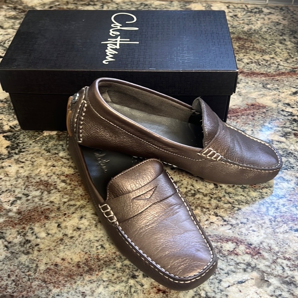 Cole Haan women’s size 7.5 Trillby Driver Silver Metallic driving moccasins